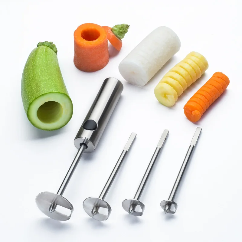 Vegetable Corer Drill, Stainless Steel Vegetable Drill with 4 Sizes  Vegetable Spinner Vegetable Corer for Cutting Hollowing Out