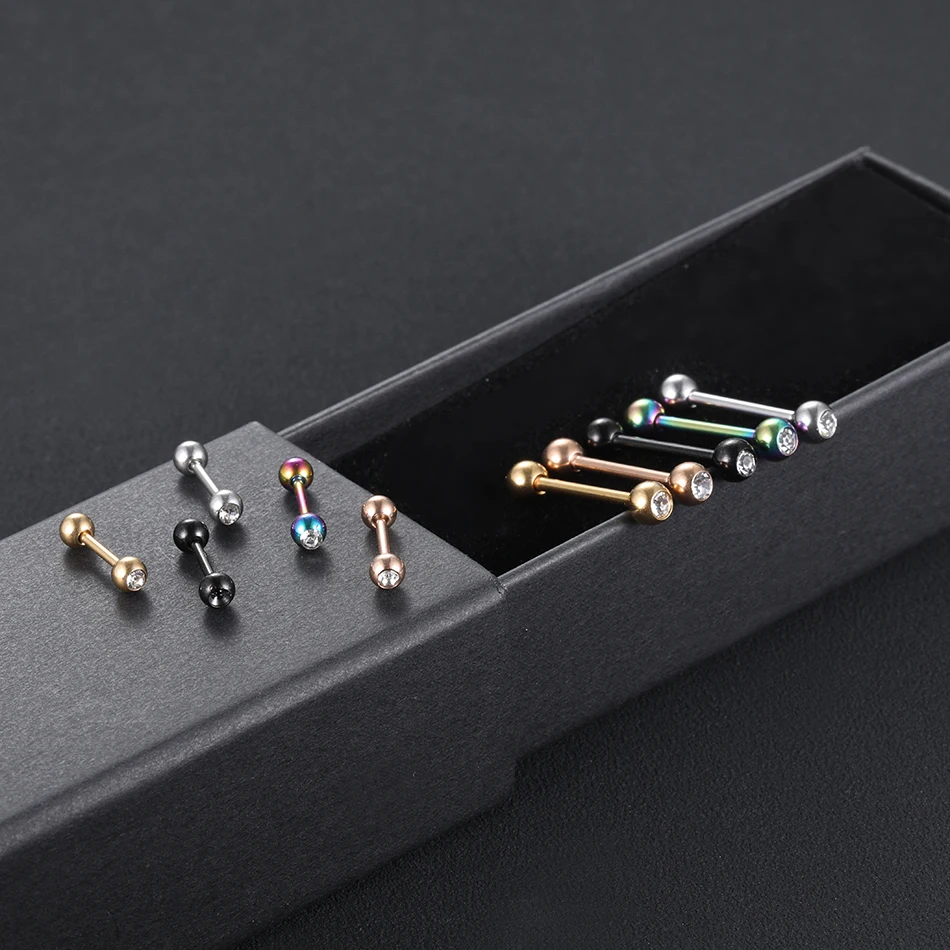 14G 16G Stainless Steel Double Gem Barbell Tongue Nipple Rings Bar Tragus  Helix Ear Cartilage Piercings Women Jewelry| Alibaba.com