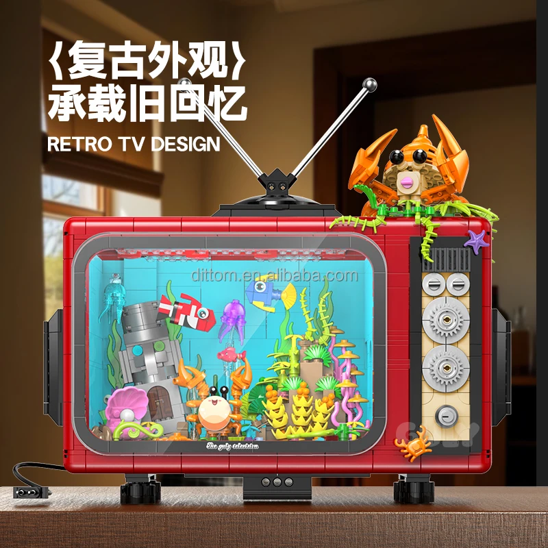 Guly 60518 Ocean Retro Spray Television Set Bricks TV Decorate