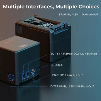 SMALLRIG V Mount Battery VB155, 155Wh / 10500mAh V-Mount Battery with PD 65W USB-C Fast Charging, with D-TAP, USB-A, Dual DC detail image