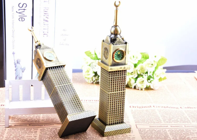 Saudi Arabia Makkah Clock Model and Mecca Royal Clock Tower for Arabic Muslim Ramadan Gift Al-Aqsa Mosque Miniature