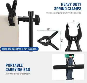 NEEWER Backdrop Stand Heavy Duty with Widened Bases, 10x8ft Background Stand with 4 Crossbars, 2 Telescopic Poles, 4 Spring product image
