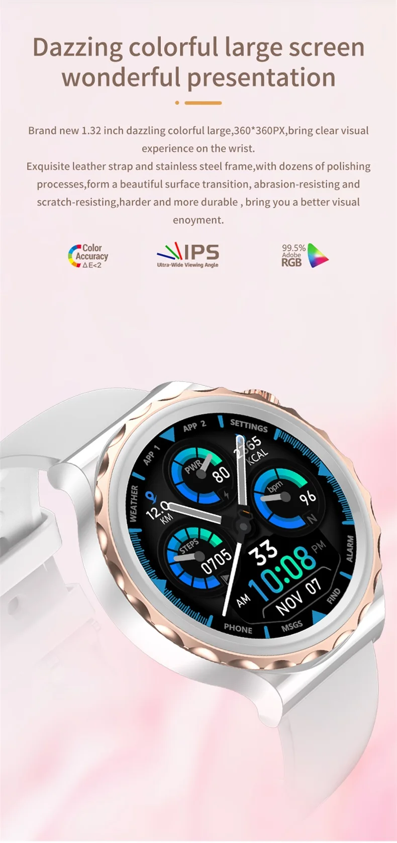 Hot Sale BT Call Watch D3 Pro Reloj Smart Watch Lady 1.32 inch 360x360 Full Screen Touch Women IP68 Waterproof Smartwatch D3 Pro (8).JPG