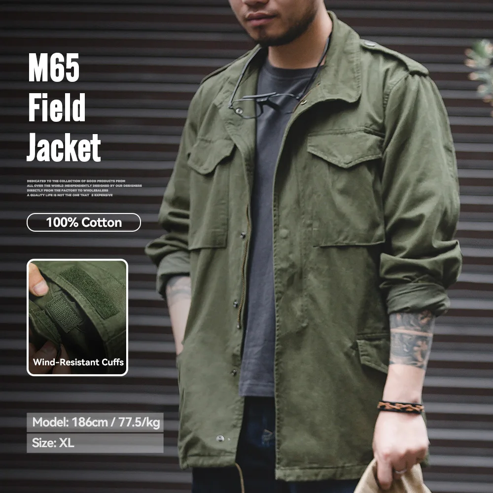 Men's Windproof M65 Field Jacket with Multi-Pockets