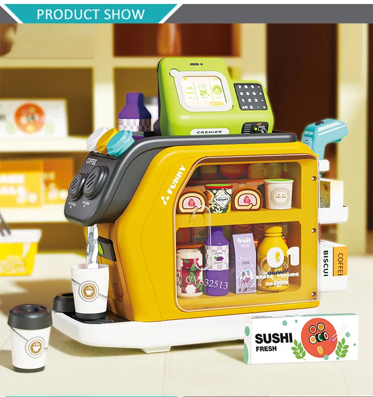 New Design Pretend Coffee Maker Role Play Toy Coffee Shop Cash Register Toy Coffee Machine Play Set