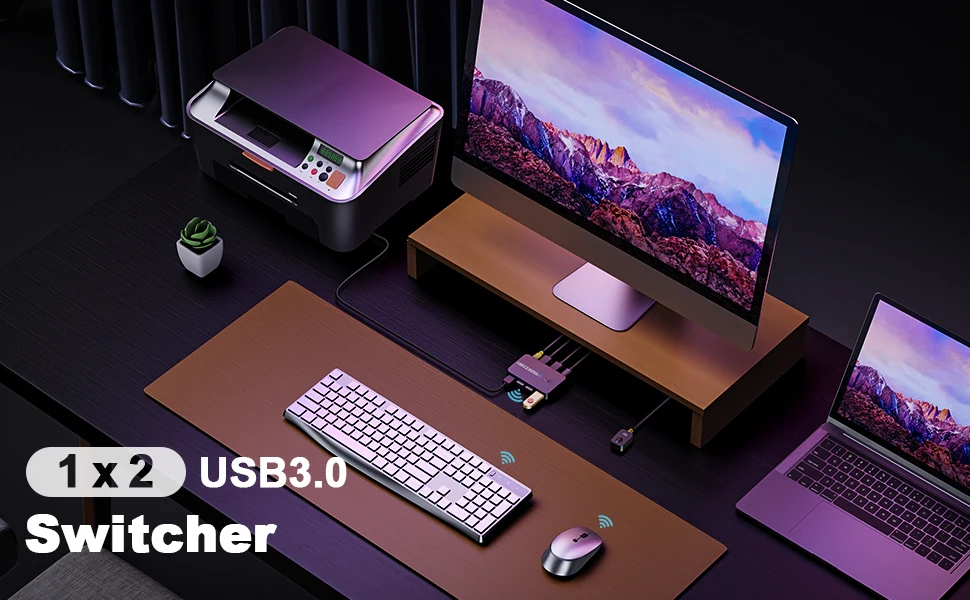 2 In 4 Out Usb3.0 Splitter Switcher With Kvm For Control Room/media