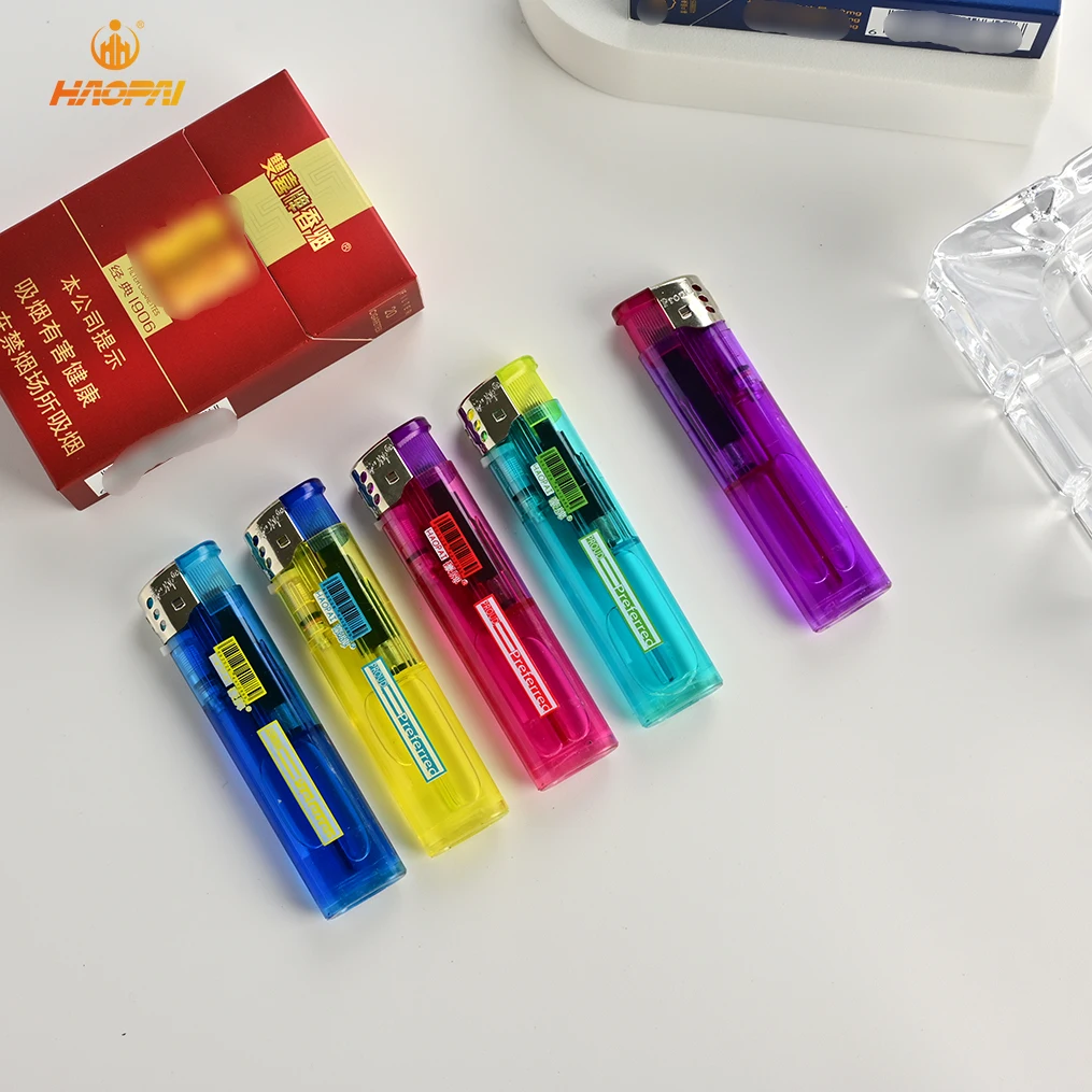 Five Assorted Color Transparent Custom Logo Print Lighter Cigarettes