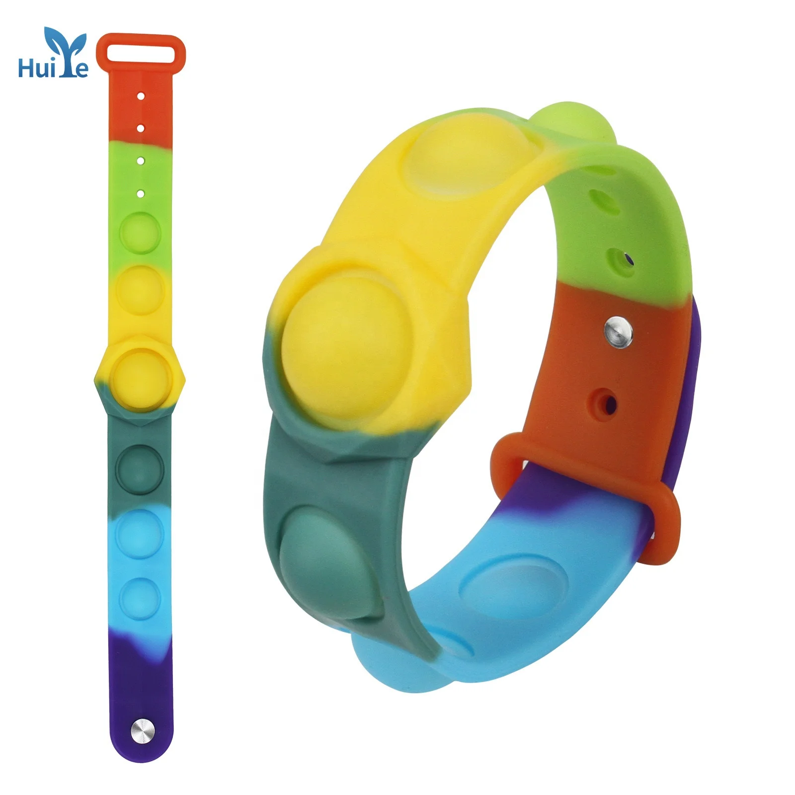 Huiye Silicone Push Pop Bubble Wristband Stress Relief Bracelet Toy Anti-anxiety Therapy for Kid Fidget Toys