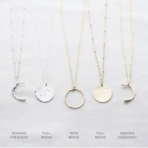 Customized American Style Classic Moon Phase Jewelry 925 Sterling Silver Moon Phase Necklace for Women