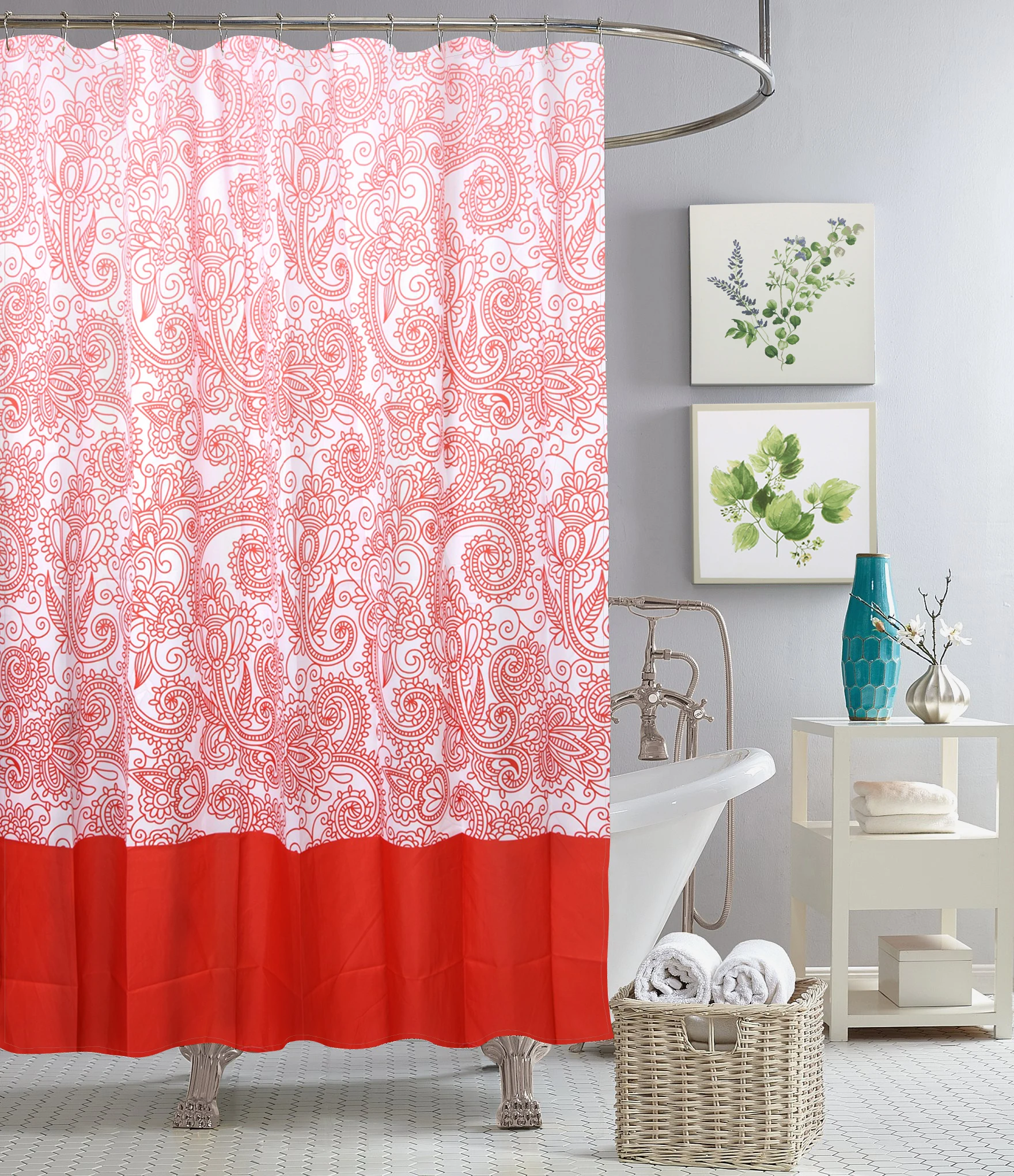 Popular Different Color Repeat  with 12pcs Hooks for Bathroom Accessories Luxury Bathroom Curtain Set