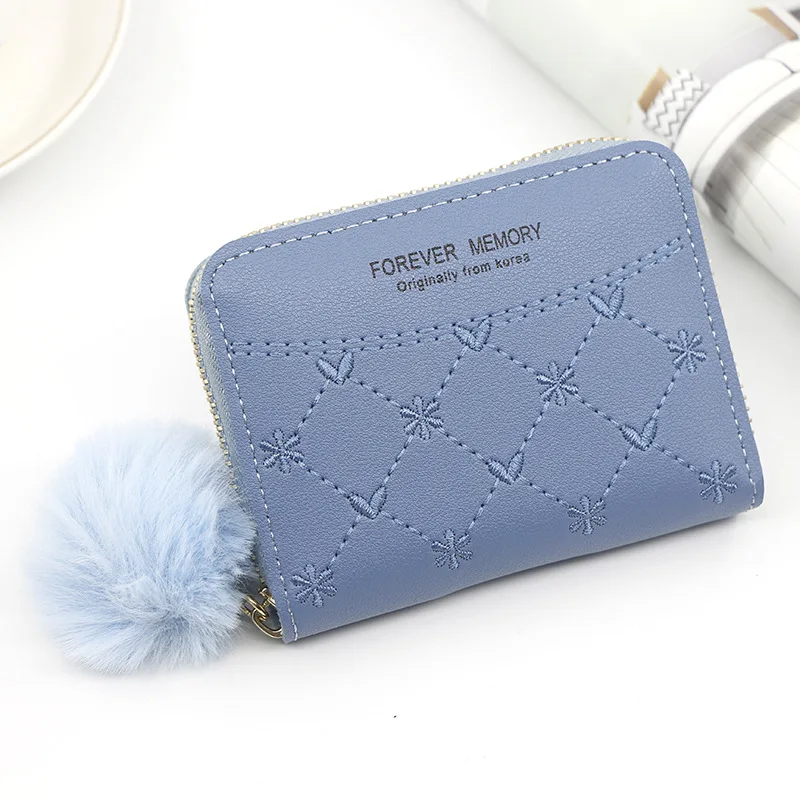 Wholesale Wholesale Quality Embroidered Small Wallet With Hairball Cute  Coin Mini Zipper Multi-Card Large Capacity Purse For Ladies From  m.
