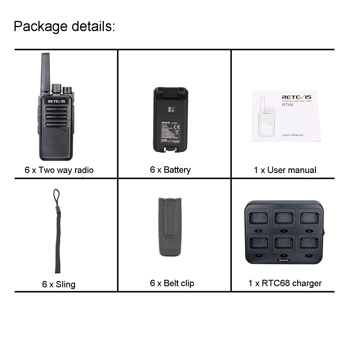 6pack cheap commercial radio set retevis