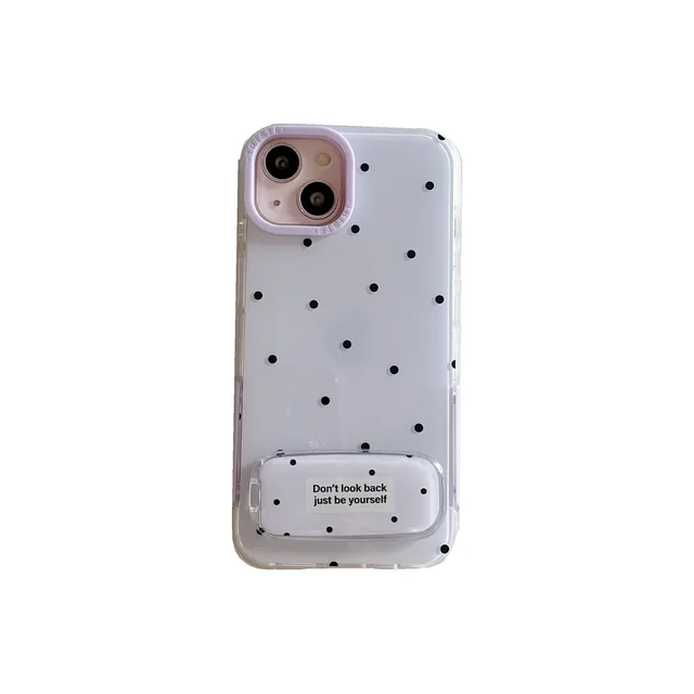 ins Colorful Dots Invisible Mirror Stand Shockproof Protective Mobile Phone Back Cover Cases For iPhone 13 14 15 Pro Max Case