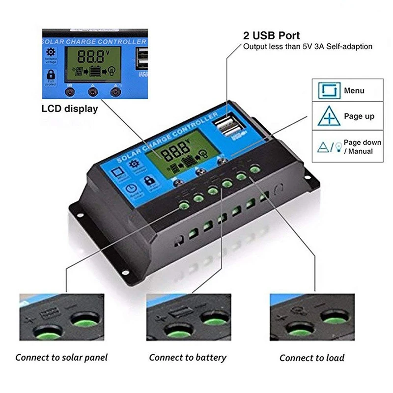 Solar Charge Controller 12v 24v Solar Panel Battery Controller