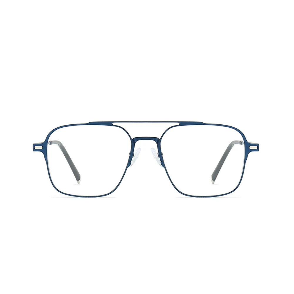 2023 Square Double Bridge Eyeglasses Frame with Magnetic Clip-On