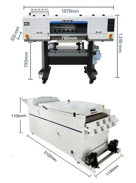 DTF Textile Printing Machine DTF Printer 4heads I3200 DTF Conveyor Belt Powder Shaker Dryer Heat Press Machine