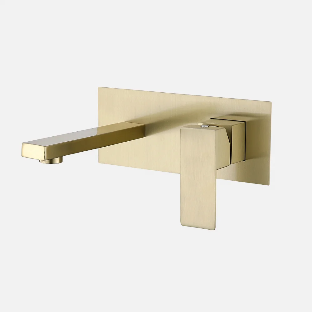 New Design Bathroom Brushed Gold Concealed Basin Mixer Tap Brass Wall Mounted Wash Basin Faucet Hot Cold Basin Faucet