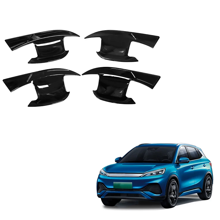 ABS Glossy Black Insert Handle Trims Car Exterior Accessories Side Door Handle Bowl Panel Cover For BYD ATTO 3 Yuan Plus