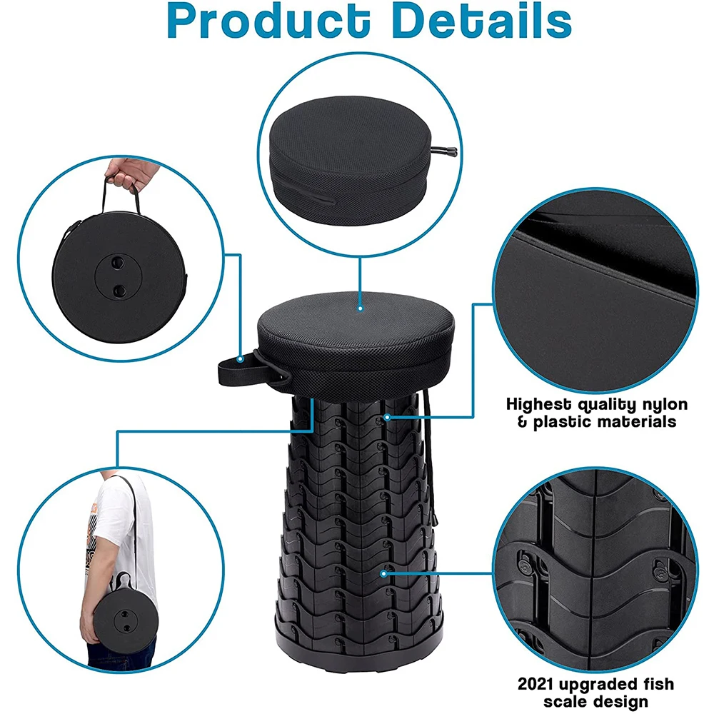 Outdoor Collapsible Chair Telescopic Folding Stools for Camping ...