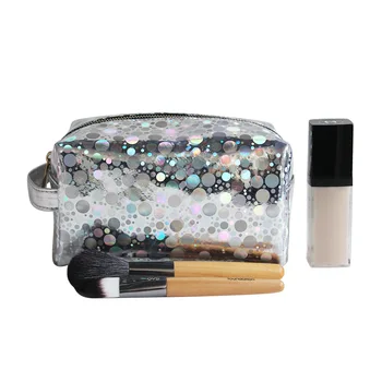 2024 New Arrival Cosmetic Bags Bling bling cosmetic bag pu leather fashion rainbow glitter makeup bag for pretty beauty