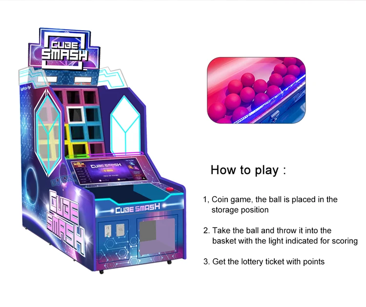 New Arrival Cube Smash Metal Arcade Machine Coin-Operated Ticket Redemption Throw Ball Games 1 Year Warranty