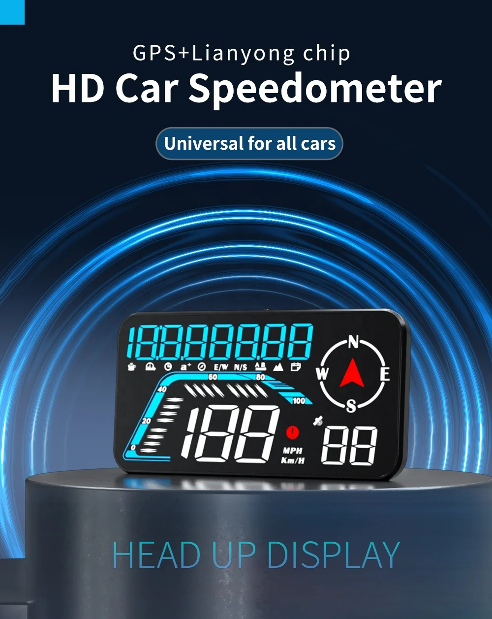 2023 WiiYii G12 GPS Speedometer Display Speed Driving Distance Direction Head up Display for All Vehicle