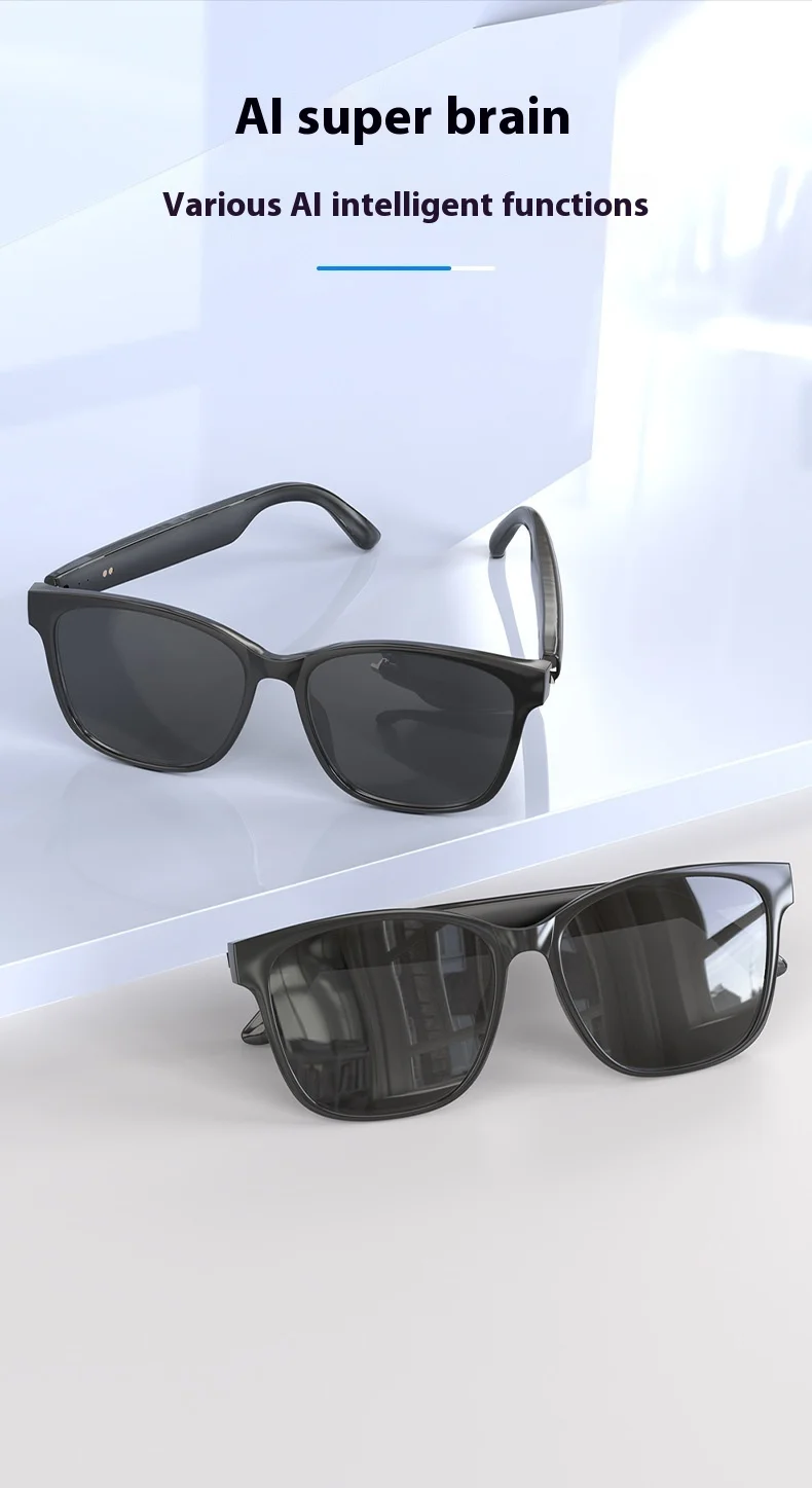 75 Languages Simultaneous Interpretation Real-time Meeting Smart AI Translation Headphones Black Polarized glasses