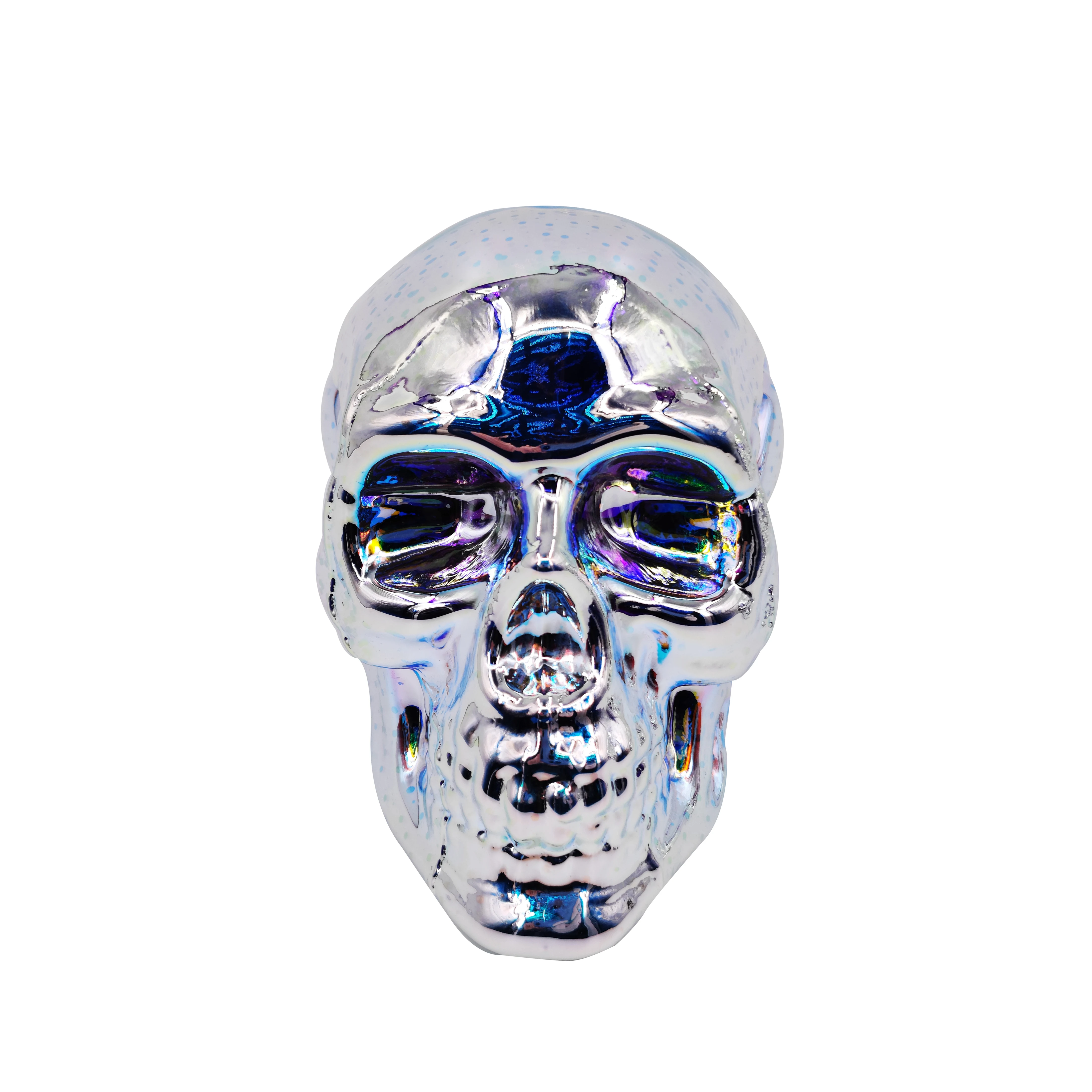 Wholesale Halloween Decor Colorful  Glass Halloween Skull Decoration With Led Light