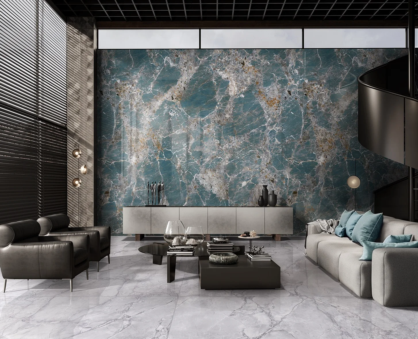 Amazon Look Slab Tile Porcelain Tiles Blue Polished Glazed Marble Natural Customized Artificial Wooden Crates Nice Good Hardness