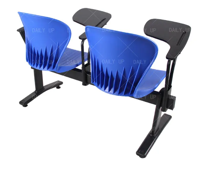 Factory Wholesale Two Seat Bench With Folding Tablet Metal Frame Auditorium Chair With Plastic Backrest For Lecture Training