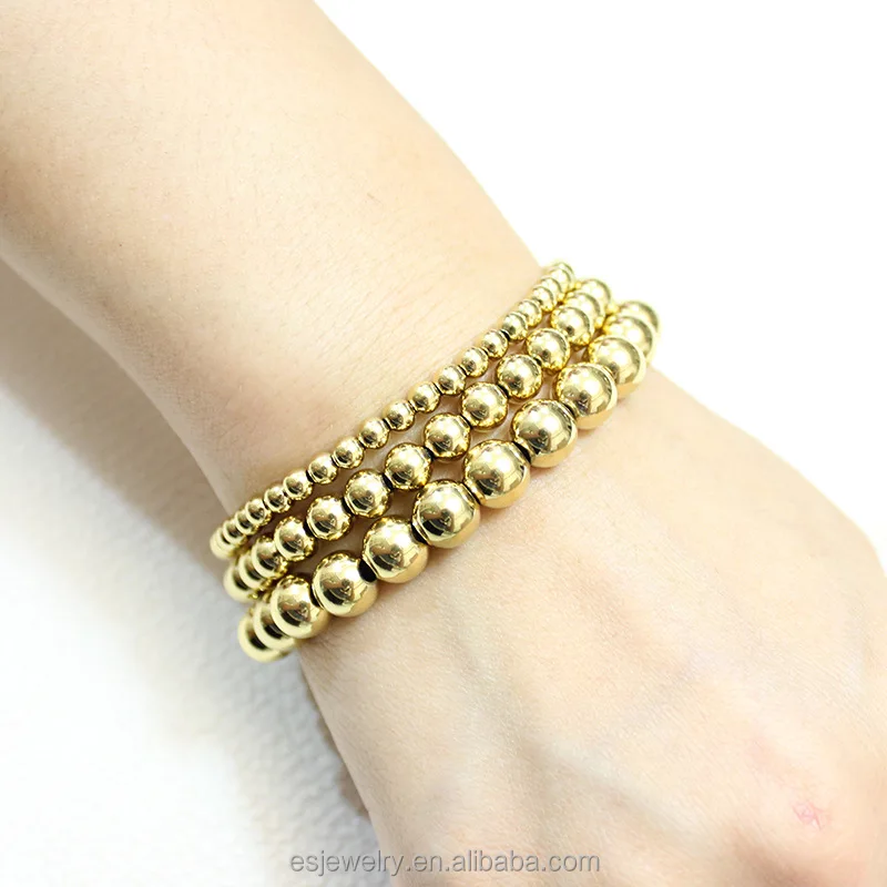 Wholesale Gold Plated Elastic Beaded String Stainless Steel Bead Bracelet Buy Women Bracelet 1458