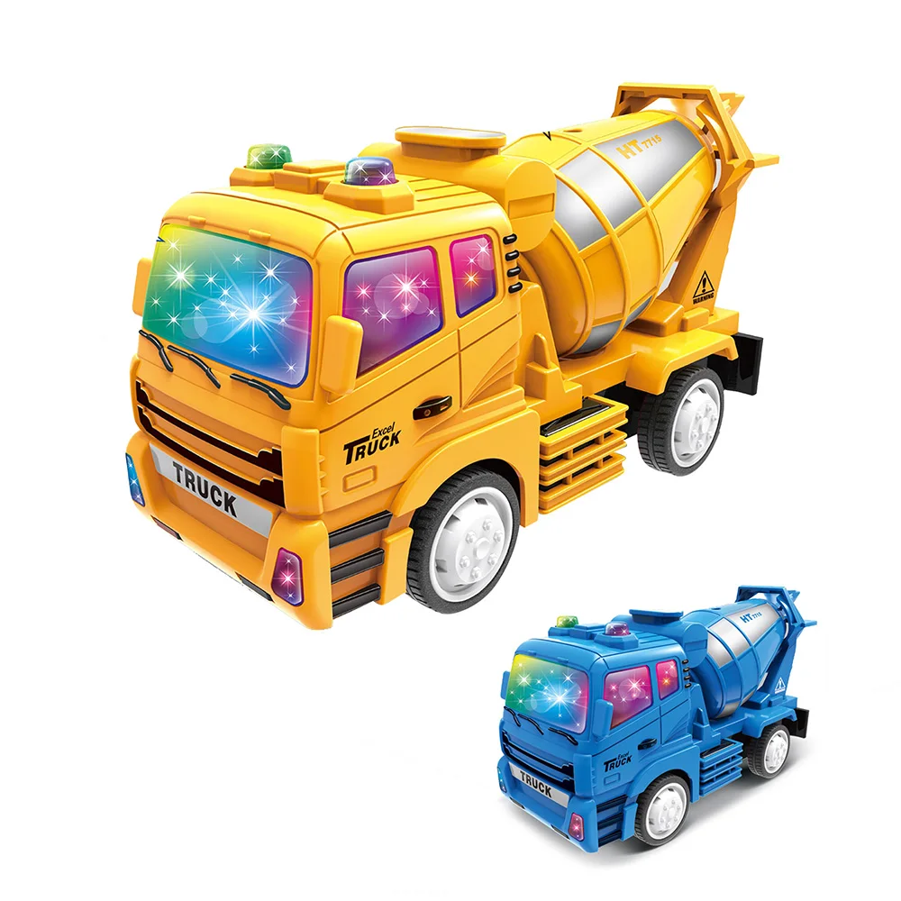 ウサギヤ【コンクリート ミキサー トラック黄色】ブリキ自動車TIN TOY 子供向けギフト用、摩擦動力プラスチック製セメントコンクリート
