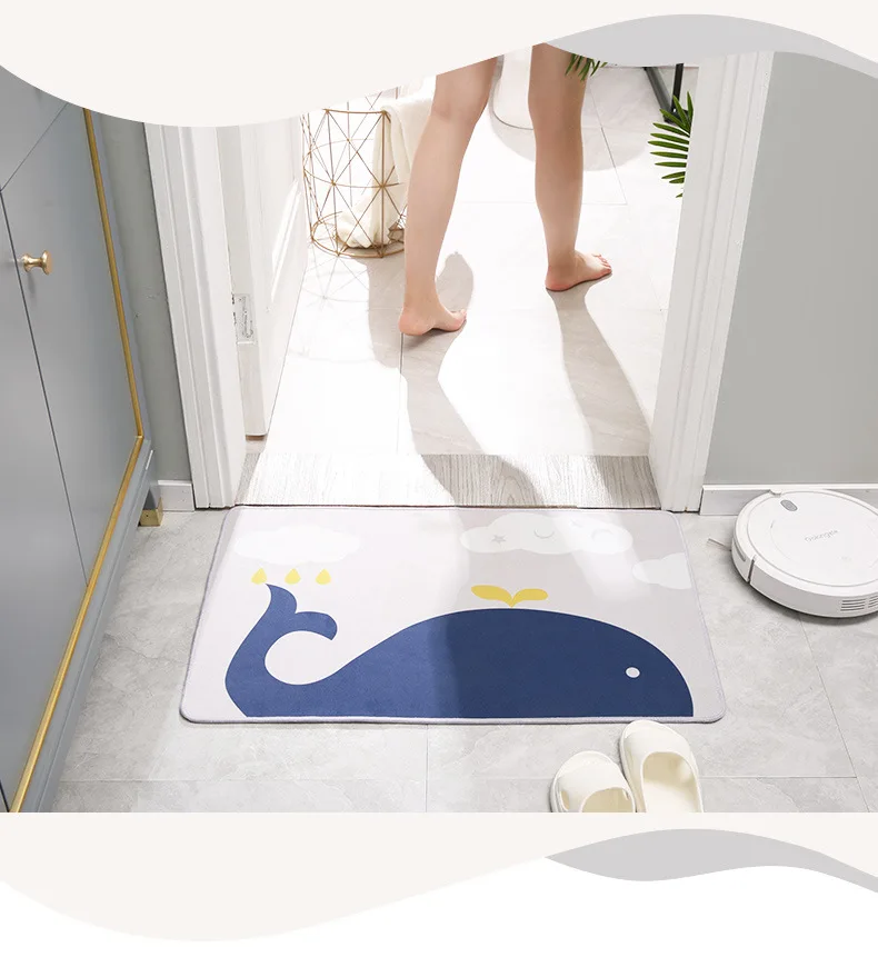 OEM Customizable Cartoon Bathroom Mats Waterproof Non-Slip Kitchen Living Room Floor Mat Heat Transfer Hotel Home Absorbent factory