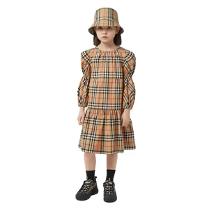 Customized Factory Girls  Kids Dress Kids Wholesale Plaid British Girl Child Dress