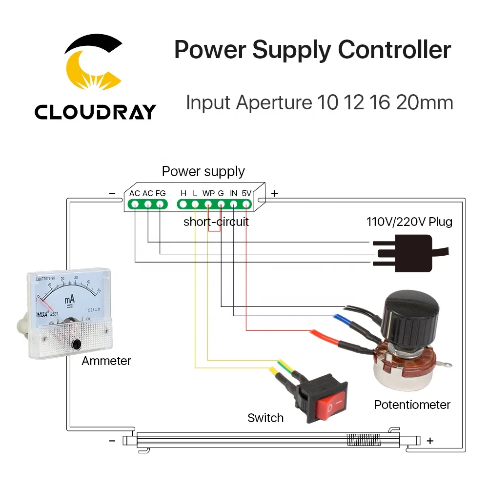 Cloudray CL26 Yueming 80W High Voltage Flyback Transformer Power Supply Manual Control