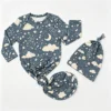 Estampado de luna y nube azul marino