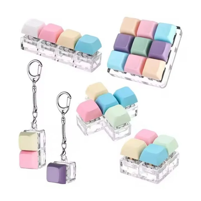 Keyboard Fidget Clicker Keychain Led Custom Keyboard Key Fidget Toy Keyboard Clicker 6 Sided Fidget