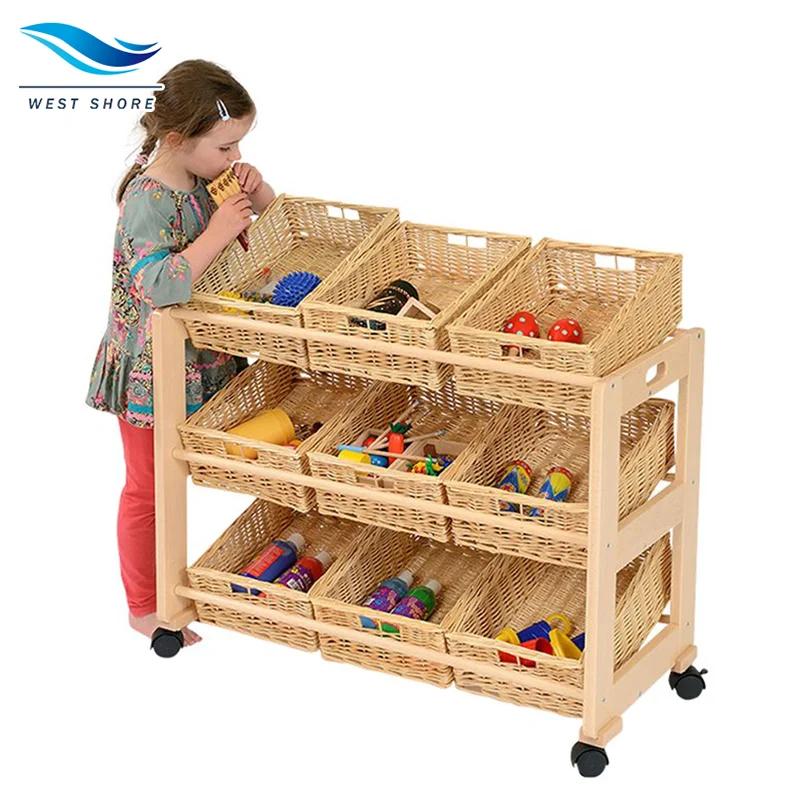 Montessori Wicker Tidy Rack Easy Access Preschoolmobile Storage Rack ...