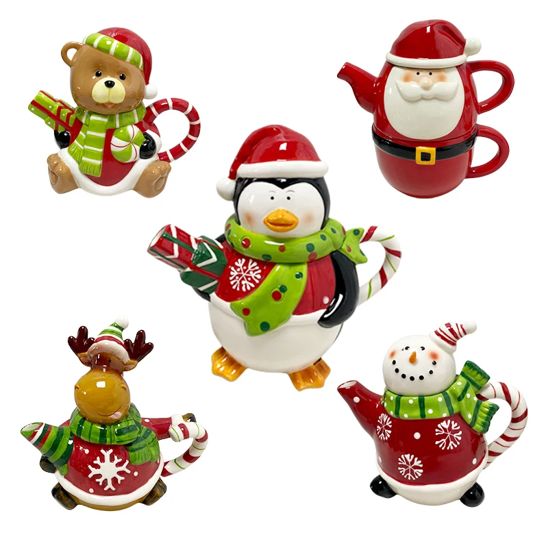 2025 Tetera for Christmas Custom Ceramic Teapot with Mug Santa Claus Tea Christmas Dolomite Santa Tea for One