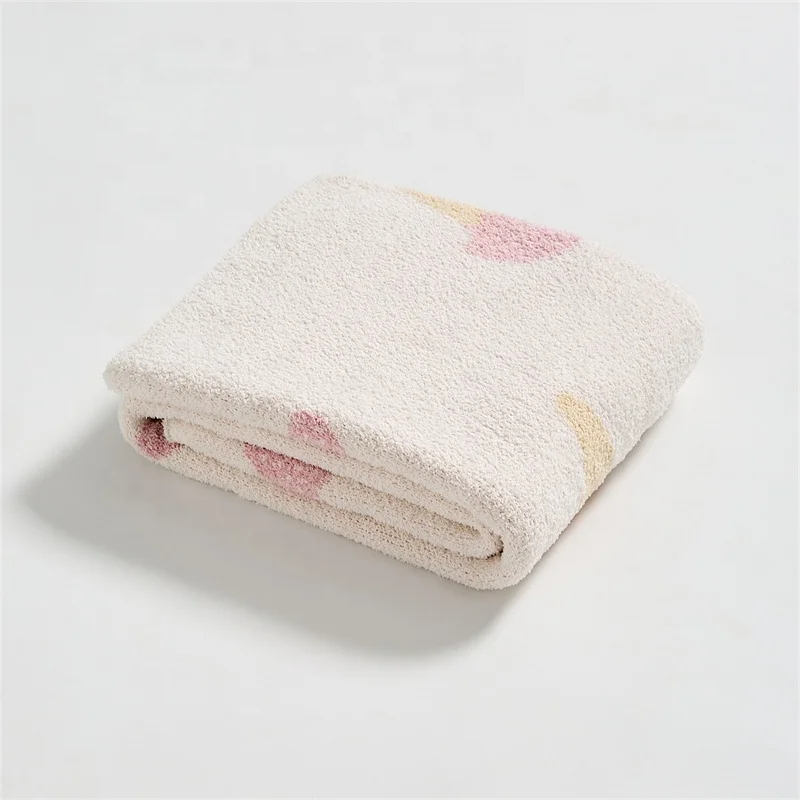 100% Polyester Fiber Cute And Interesting Ice Cream Pattern Knitted Blanket  bjl manufacture