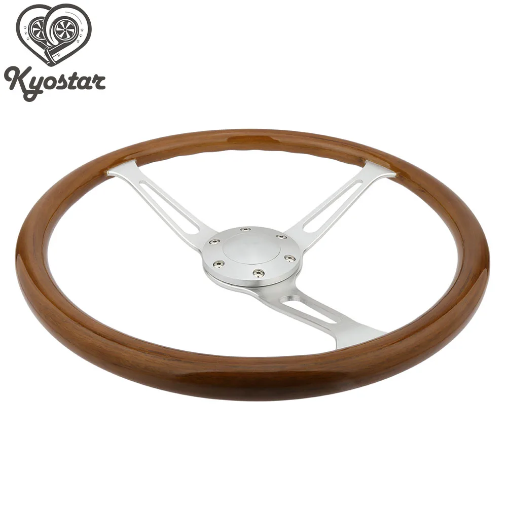 Universal Car Wooden Steering Wheel,380mm Steering Wheel Retro Wood Flat,Vintage Steering Wheels
