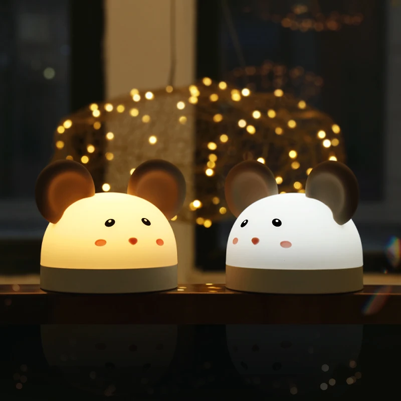 
 Ночной светильник Gulu mouse с мультяшным рисунком для детской комнаты, прикроватный детский цифровой будильник с USB-зарядкой, светильник для подарка на день рождения  