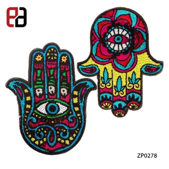 Alibaba Supplier Evil Eye Hand Sequins Patch Wholesale