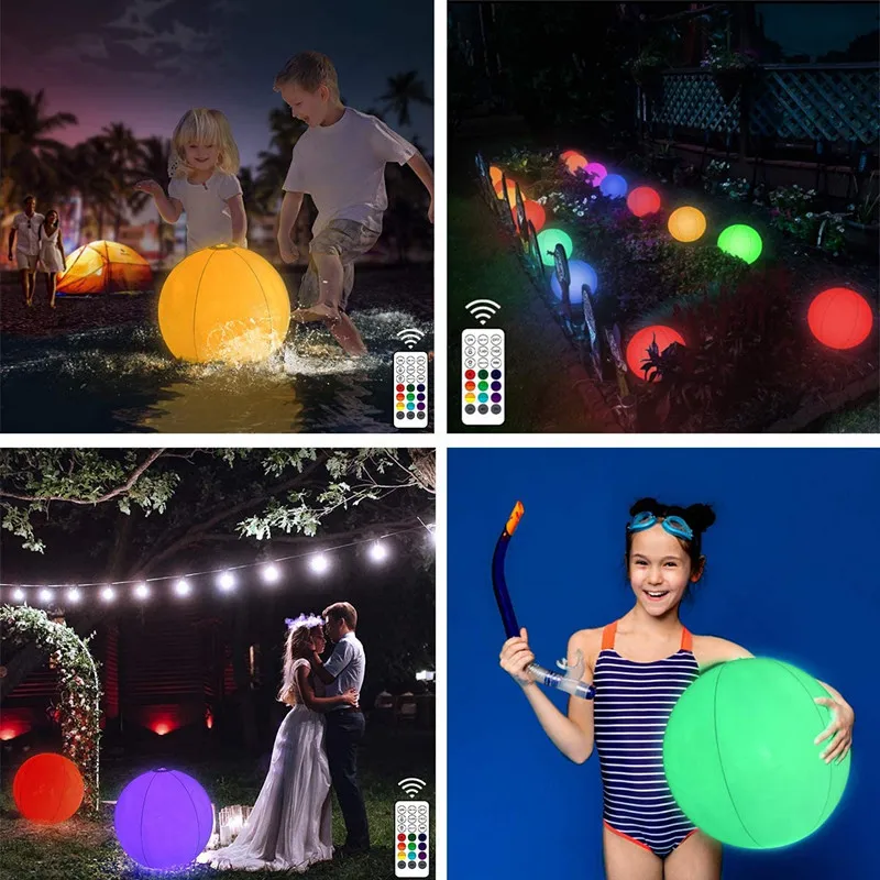 New Arrival Waterproof 60cm Giant Inflatable Glow Beach Balls Led Beach Ball Inflatable Light Up