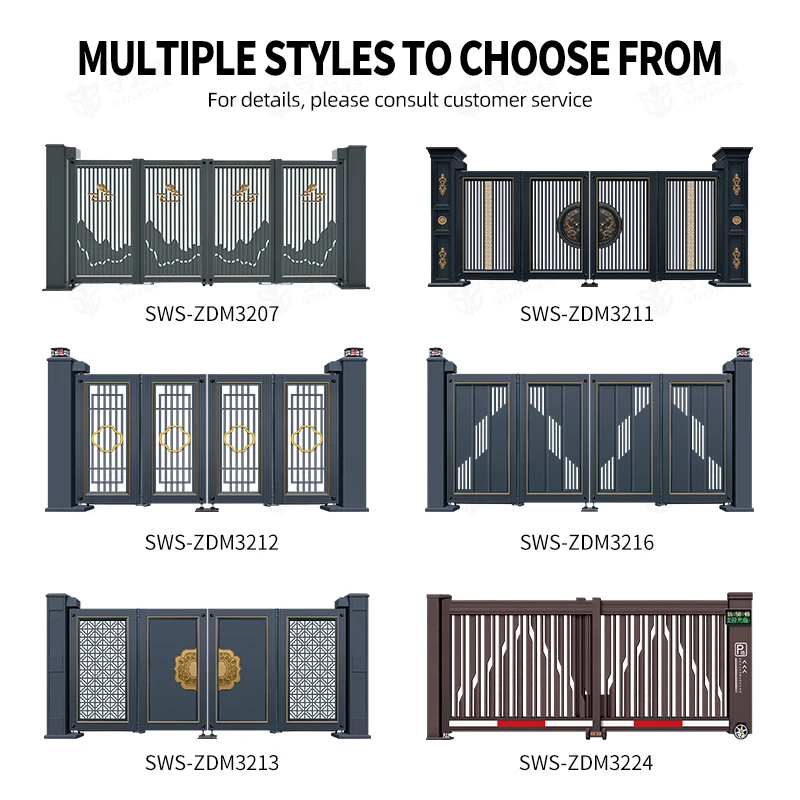 Modern Gate Fence Design Aluminum Patio Main Entrance Metal Folding Sliding Gate