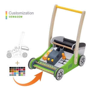 Hot Sale Baby 0-12 Months Wooden Lawn Mower Stroller Push Pull Learning Walker Foldable Cart for Kids Toddler Boys Girl