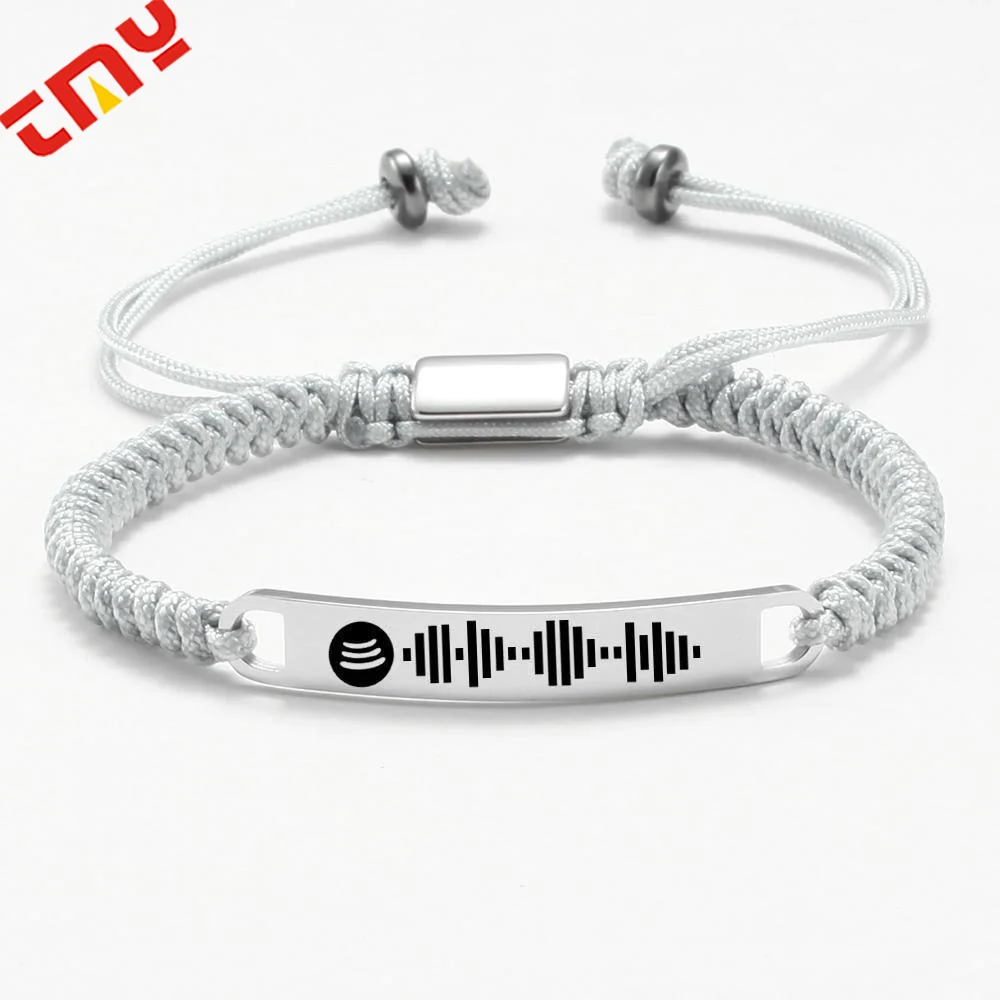 Engraved Adjust DIY Blank Custom Logo Handmade Friendship Wristband Stainless Steel Woven Bracelet for Promotion Gift