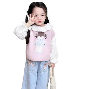 Casual Girls Clothing Sets for Spring Autumn Gradient Knitted Waistcoat Straight Jeans Bottoming Shirt Print 3 Piece Outfit