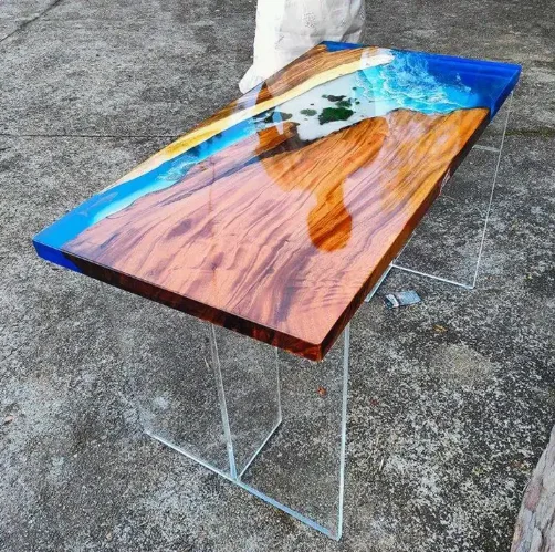 High-End Custom Epoxy Resin Table Scandinavian Style Conference Table Sustainable Furniture Rectangular Table