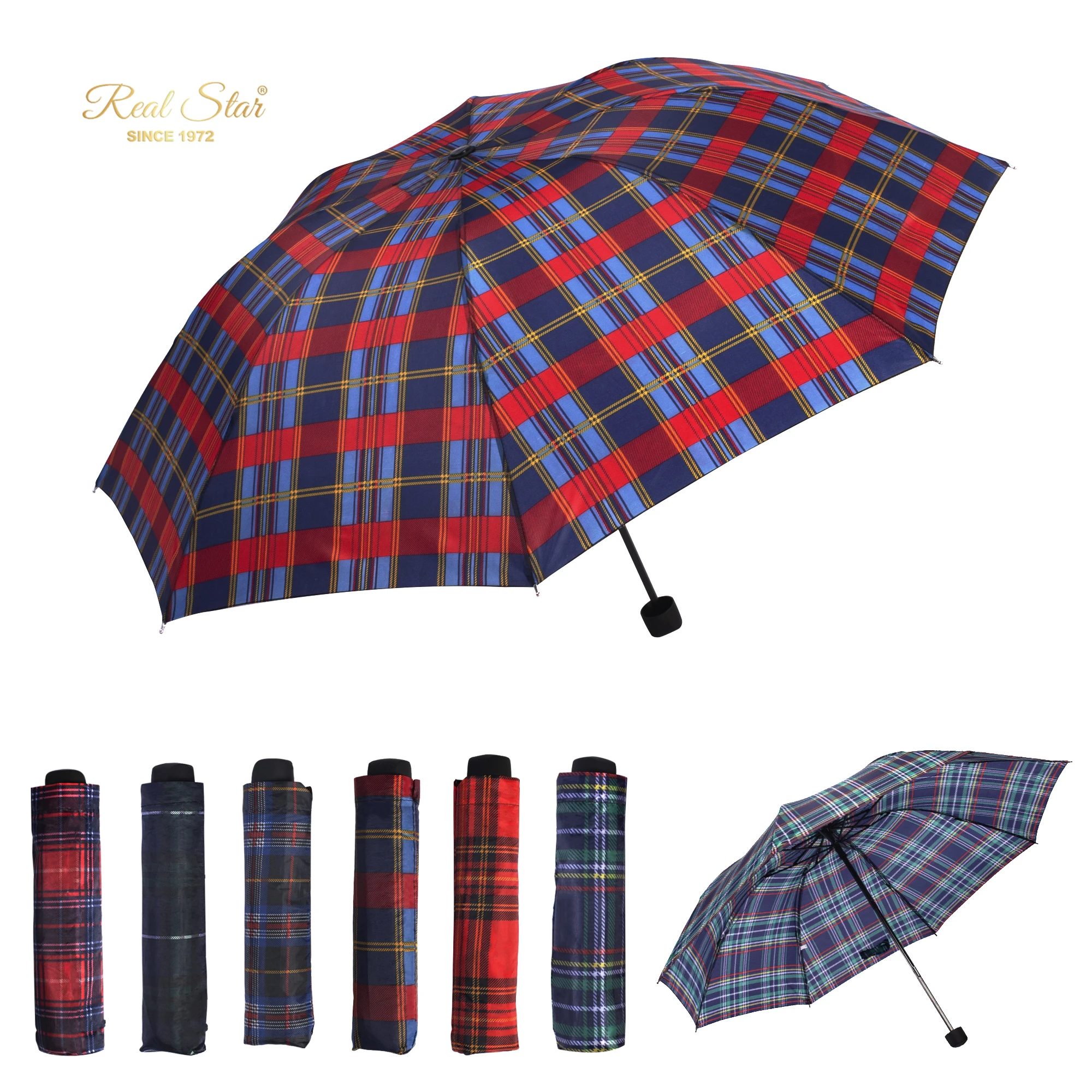 Happy Swan Polyester China Supplier Cheap Market Umbrella Three Folding Manual Umbrella